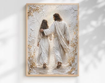 Jesus Hugging Woman Art | Christian Wall Art Jesus Comforting | Religious Print Jesus With You | Faith Artwork | Jesus Embrace Painting