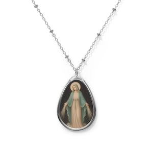 The Miraculous Necklace, Personalized Silver Our Lady of Graces Pendant, Virgin Mary Pendant, Religious Christian Gift, Light.