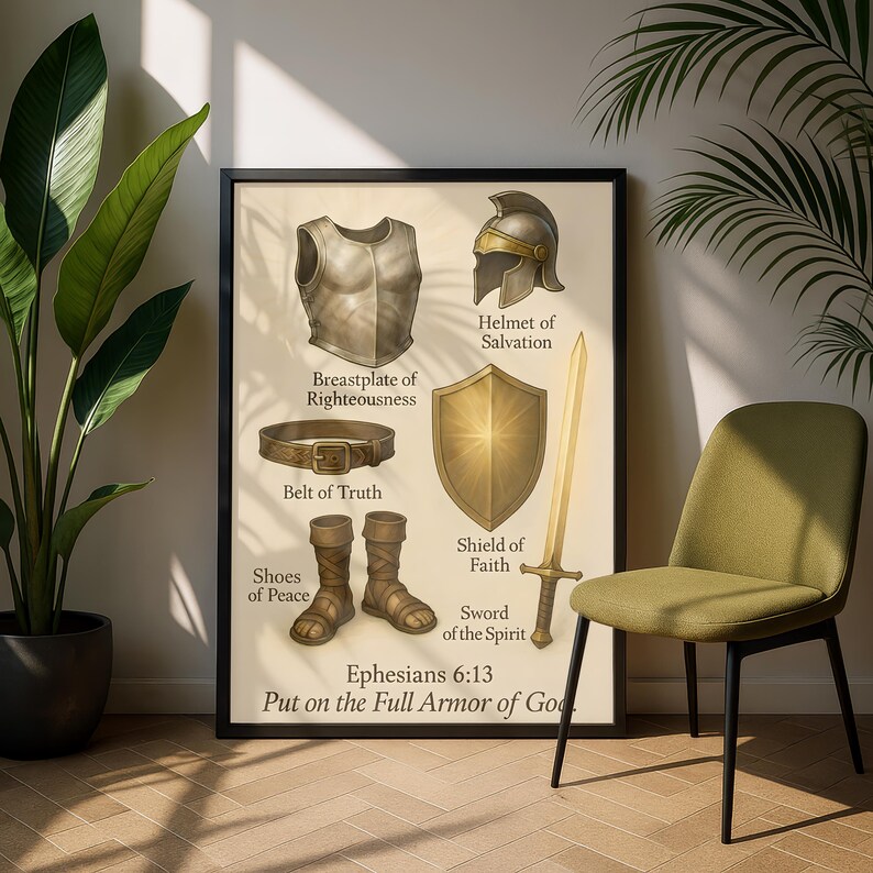 Impresión de la Armadura Completa de Dios, Arte Cristiano, Efesios 6:13, Arte Cristiano para Pared (Descarga PNG PDF) imagen 10
