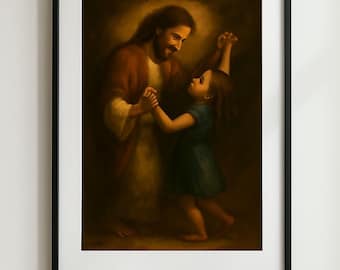 Jesus and Girl Dancing Art, Christian Wall Art (Digital Download)