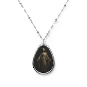 The Miraculous Medal Necklace, Personalized Silver Our Lady of Graces Pendant, Virgin Mary Pendant, Religious Christian Silver Gift