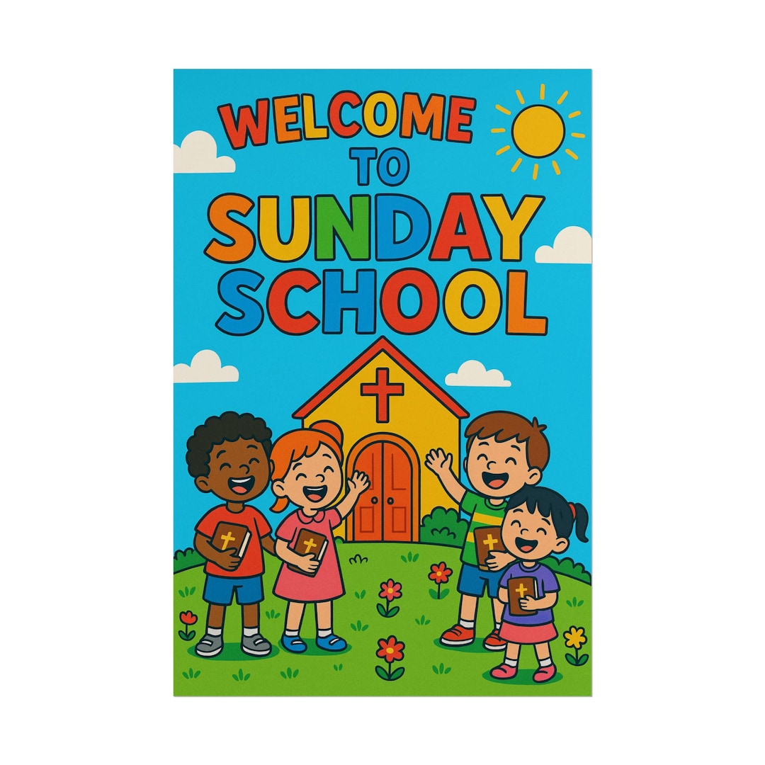 Welcome to Sunday School Poster, Christian Kids Wall Art - Etsy