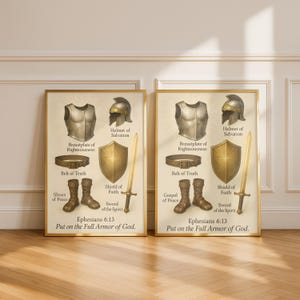 Impresión de la Armadura Completa de Dios, Arte Cristiano, Efesios 6:13, Arte Cristiano para Pared (Descarga PNG PDF) imagen 2