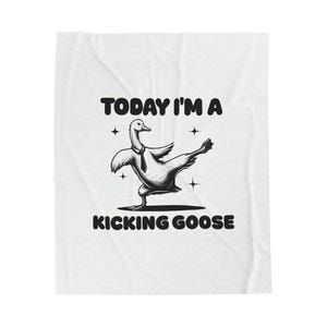 Kicking Goose Plush Blanket, Cozy Throw, Funny Gift, Quirky Home Decor, Unique Kids Room, Birthday Present, Silly Goose
