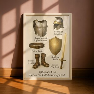 Impresión de la Armadura Completa de Dios, Arte Cristiano, Efesios 6:13, Arte Cristiano para Pared (Descarga PNG PDF) imagen 17