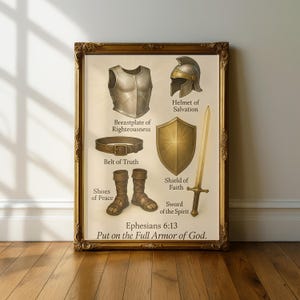 Impresión de la Armadura Completa de Dios, Arte Cristiano, Efesios 6:13, Arte Cristiano para Pared (Descarga PNG PDF) imagen 14