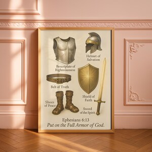 Impresión de la Armadura Completa de Dios, Arte Cristiano, Efesios 6:13, Arte Cristiano para Pared (Descarga PNG PDF) imagen 9