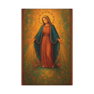 Holy Virgin Canvas Wall Art, Religious Decor, Home Blessing, Spiritual Gift, Catholic Art, Mother Mary Canvas Print