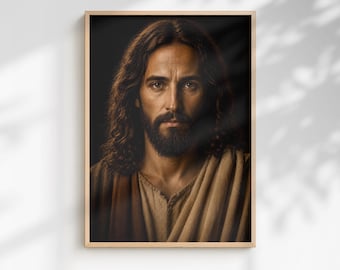 Jesus Artwork | Jesus portrait Wall Decor | Religious Portrait Print | Faith Based Home Decor | Christian Gift | Bible Inspired Artwork