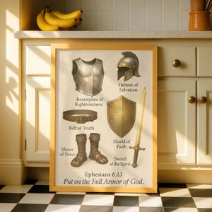Impresión de la Armadura Completa de Dios, Arte Cristiano, Efesios 6:13, Arte Cristiano para Pared (Descarga PNG PDF) imagen 12
