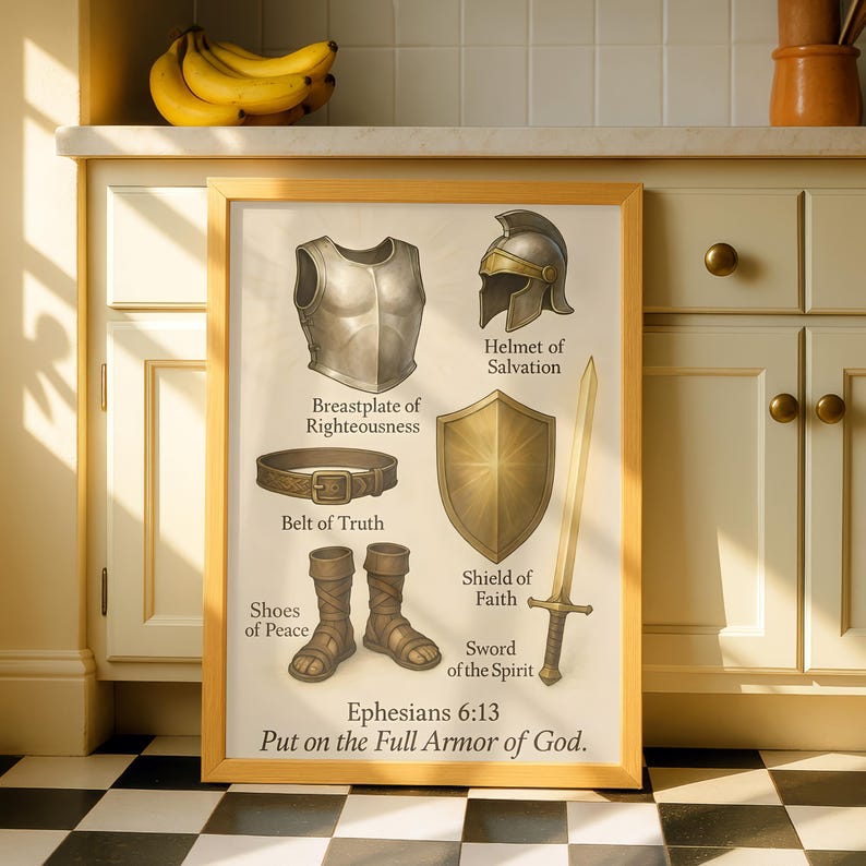 Impresión de la Armadura Completa de Dios, Arte Cristiano, Efesios 6:13, Arte Cristiano para Pared (Descarga PNG PDF) imagen 12