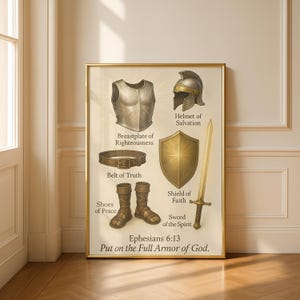 Impresión de la Armadura Completa de Dios, Arte Cristiano, Efesios 6:13, Arte Cristiano para Pared (Descarga PNG PDF) imagen 11