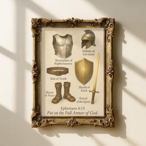 Impresión de la Armadura Completa de Dios, Arte Cristiano, Efesios 6:13, Arte Cristiano para Pared (Descarga PNG PDF) imagen 19