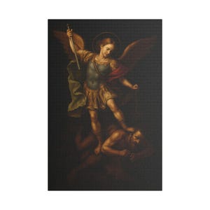 Saint Michael, Canvas, Wall Decor, Canvas Art of Saint Michael, Religious Artwork, Unique Gift, Home Decor, Spiritual Decor, Wall Art