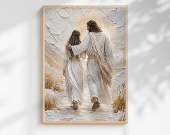 Jesus Comforting Grieving Woman | Sympathy Gift Loss of Loved One | Christian Grief Wall Art | Memorial Print | Healing Faith Artwork