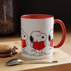 Heartfelt Snoopy Coffee Mug, Cute Gift for Dog Lovers, Valentine's Day, Friendship, Unique Home Decor, Morning Motivation