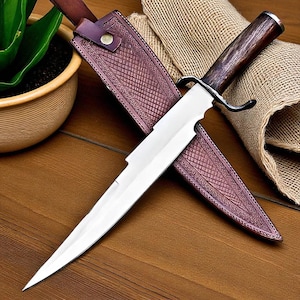 Handgefertigtes D2 Stahl Jagd-Bowiemesser mit Holzgriff Überlebensmesser Jubiläumsgeschenk Campingsmesser Geschenk für Mann Trauzeugen Geschenk