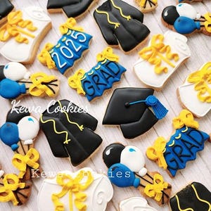 Graduation Icing Cookies – Custom Congrats Cookies with Cap, Diploma, Year & Name | Edible Graduation Gifts | Class of [Year] Cookies