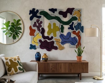 Hand Tufted Wool Rug – Abstract Multicolor Statement Piece for Modern Interiors