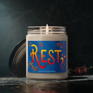 Rest, Hand-Drawn 9oz Scented Soy Candle