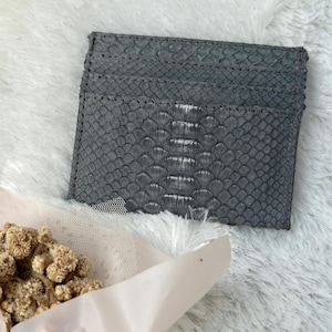 Porta carte grigio / porta carte in pelle di serpente / porta carte sottile / vera pelle di pitone