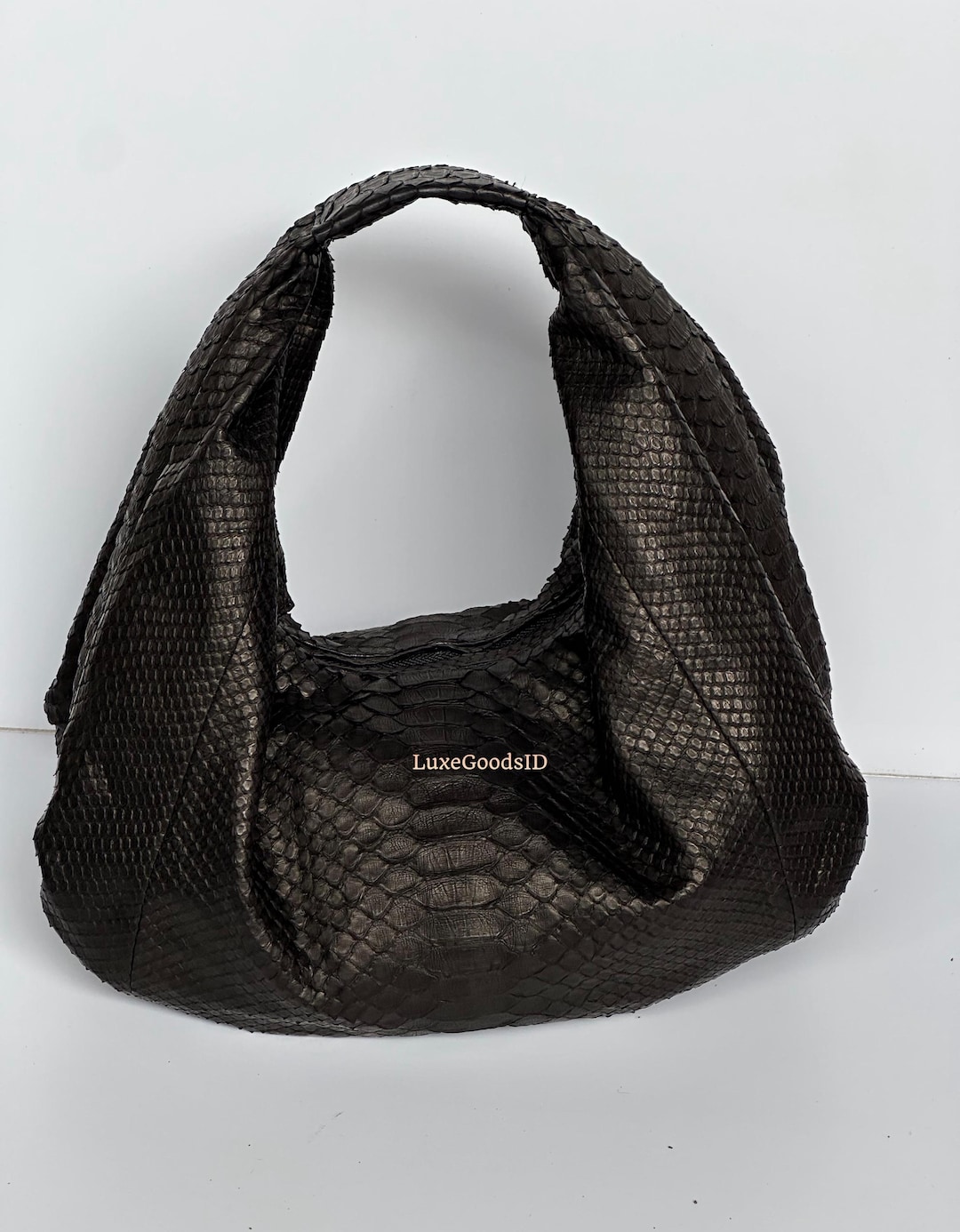 Black Python Leather Small Hobo Bag: Luxury Snakeskin Handbag Purse - Etsy