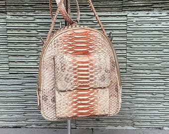 Bronze Python Leather Backpack: Luxury Snakeskin Rucksack