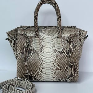 Handmade Gray Python Leather Handbag: Indonesian Snakeskin Bag