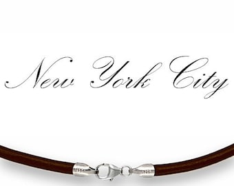 3mm Brown Leather Cord Necklace Silver Clasp 14" inches - 36" inches Silver Clasp, You choose length. S3-3BRN