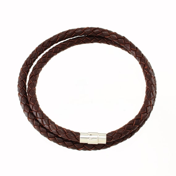 6mm Brown Braided Leather Wrist Necklace Choker 14 display picture 2