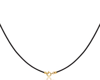 1 mm Schwarz Lederband Halskette 14K Gold Filled Verschluss 14 "Zoll - 36" Zoll GF1-1BLK