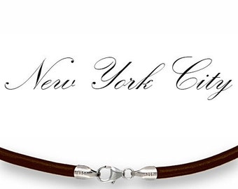 4mm Brown Leather Cord Necklace Silver Clasp 14" inches - 36" inches Silver Clasp, You choose length. LCR0400BRNS