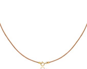 1mm Beige Natural Leather Cord Necklace 14K Gold Filled Clasp 14" inches - 36" inches GF1-1NAT