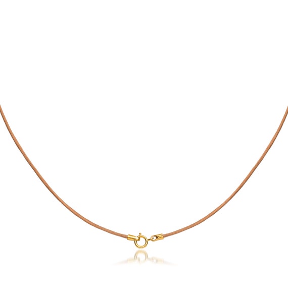 1mm Beige Natural Leather Cord Necklace 14K Gold Filled Clasp 14" inches - 36" inches GF1-1NAT