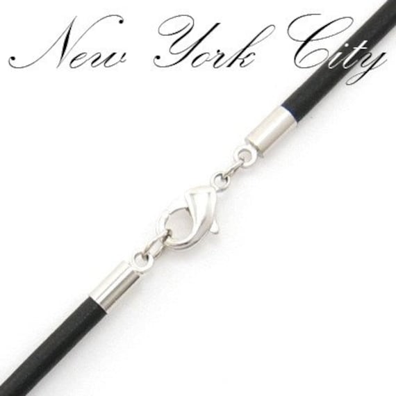 2mm Black Leather Cord Necklace Silver Plated Clasp 14" inches - 36" inches, You choose length. LCR0200BLKA