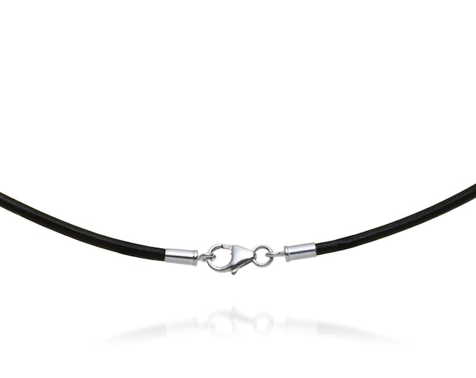 2mm Black Leather Cord Necklace Silver Clasp 14 36 Inches N2BLKOO_ST Etsy