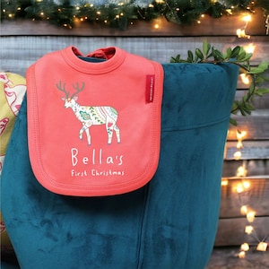 Nordic Dear First Christmas Bib, First Christmas Bib, New Baby Gift, First Christmas Gift