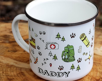 Personalised Camping Enamel Mug, Father's Day Gift