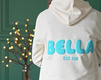 Children's Personalised 'Puff' Hoodie, Kids Custom Hoodie, Matching Hoody, Besties Hoodie, Puff Hoodie, Personalised Puff Hoody