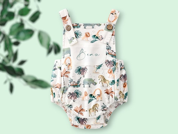 Baby Dungaree Romper Organic Baby Romper Personalised New Baby