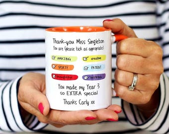Personalised Teacher Appreciation Mug: End of Term Thank You Gift