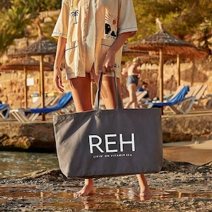 Big Initial Cotton Fairtrade Tote Bag, Huge Beach Bag, Big Holiday Bag