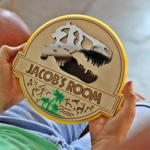 Dinosaur Bedroom Sign, Dinosaur Sign, Door Sign, Personalised Sign, Personalized Kids Sign, Jurassic Park Themed Bedroom Sign