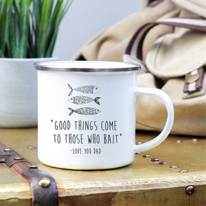 Fathers Day Gift for Dad, Enamel Mug, Birthday Present Fisherman, Fishing, Fishing Equipment, Camping Mug, Camping, Outdoor, Fisherman