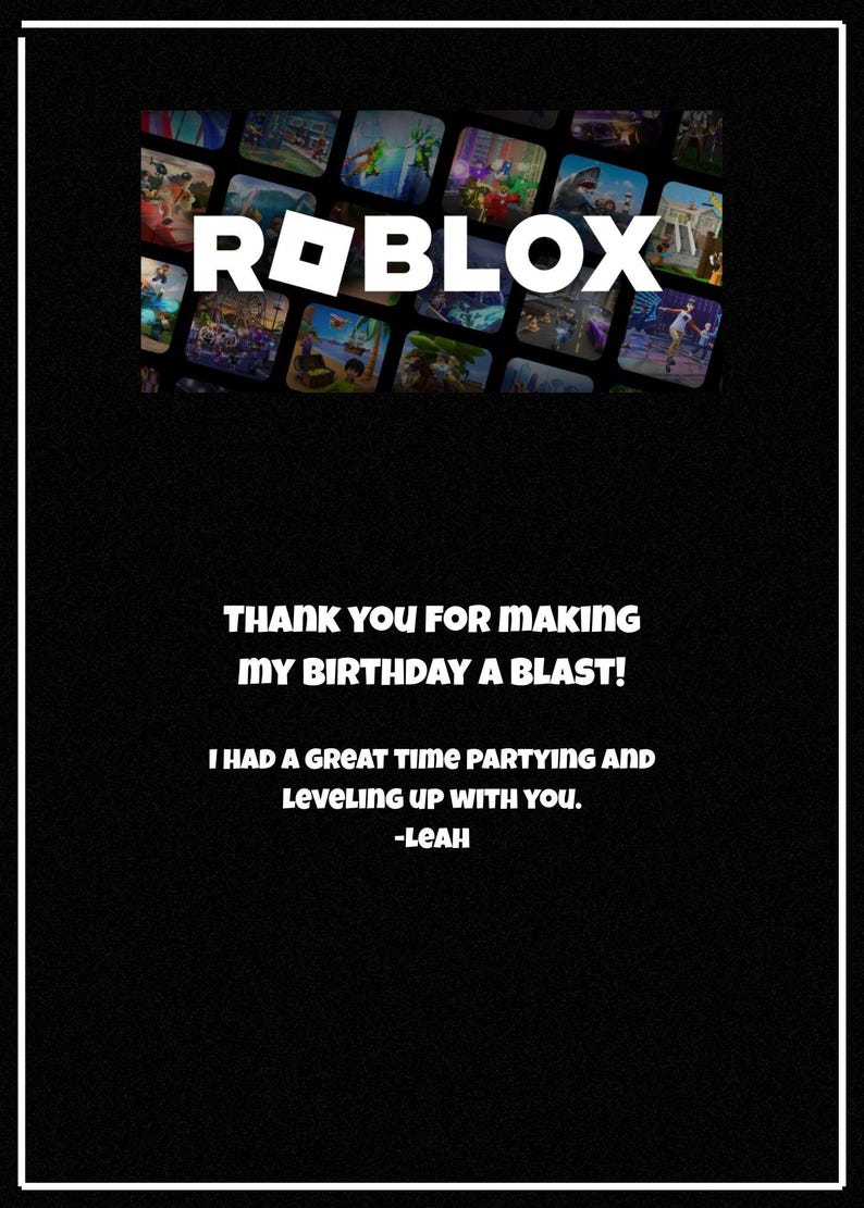 Thank You Rox Digital Download Roblox Thank You Card JPG and PNG - Etsy