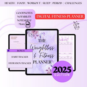 Cyfrowy planer fitness, śledzenie utraty wagi i kondycji, niedatowany dziennik fitness, planer treningów, śledzenie kalorii, planer posiłków, GoodNotes
