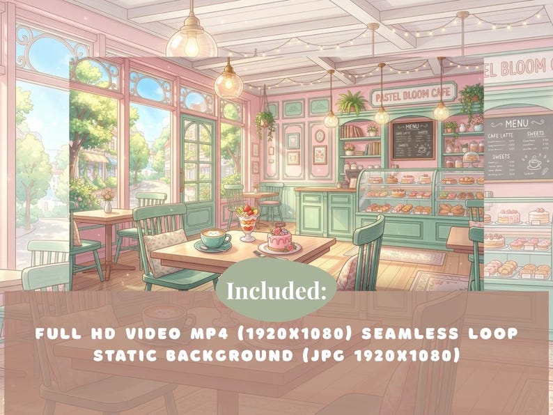 Kawaii Pastel Cafe Animated Background Cozy Bakery Coffee Shop Vtuber ...