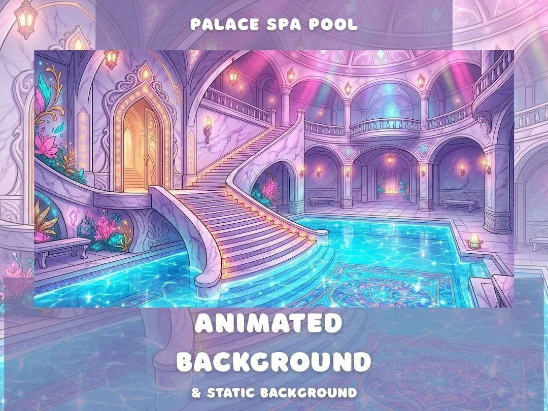 Palace Pool Spa Animated Background Pastel Anime Cozy Lofi Luxury ...