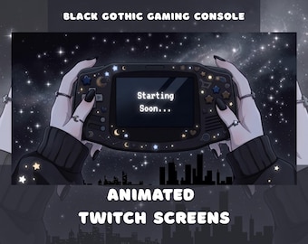 Gothic Gaming Twitch Screens Animated Stream Overlays Pack Dark Pixel Stream Package Overlay 90s Black Retro Gaming Console Starting Soon
