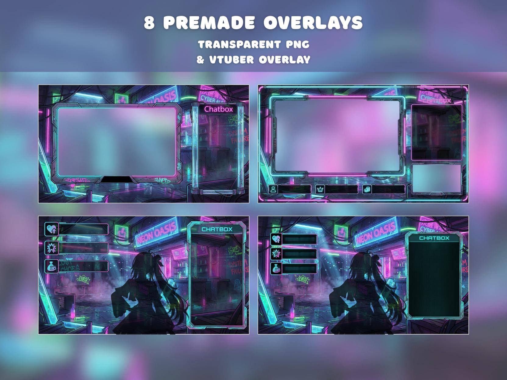 Animated Cyberpunk Stream Package, Neon Twitch Overlay Bundle, Vtuber ...